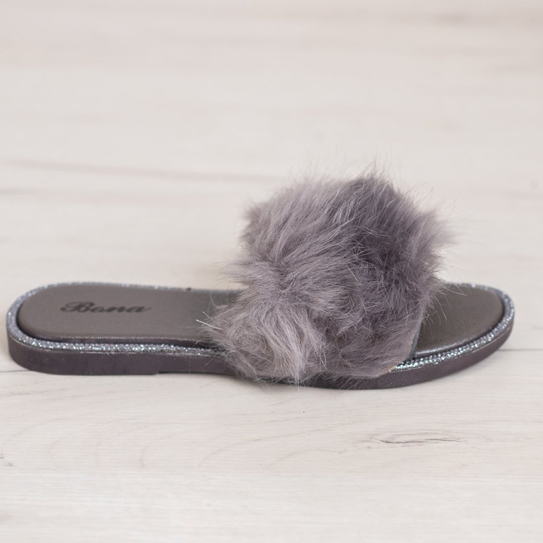 Bona Stylish Slippers With Fur grey 1