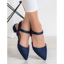 Goodin Navy blue pumps with an exposed heel 1