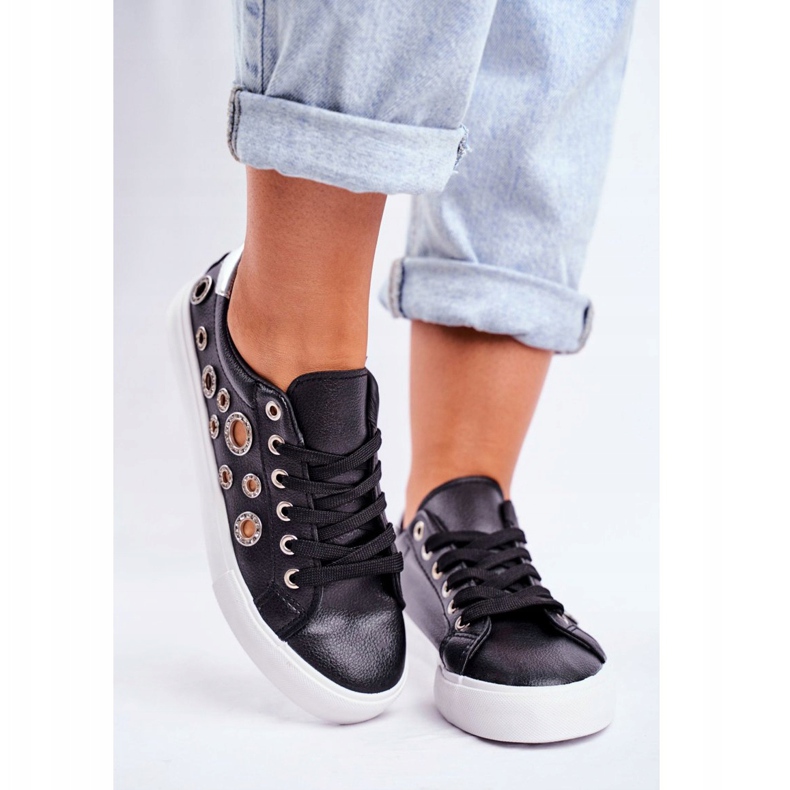 PS1 Women's Sneakers With Holes and Cubic Zirconia Black Roxas grey 2