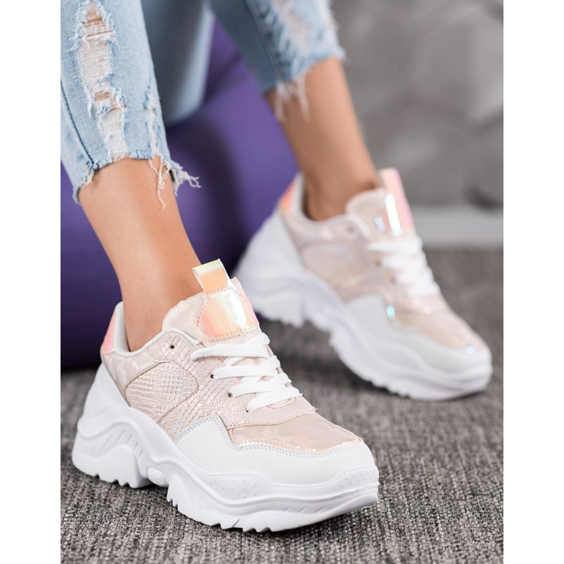 SHELOVET Eco Leather Sneakers white multicolored pink 1