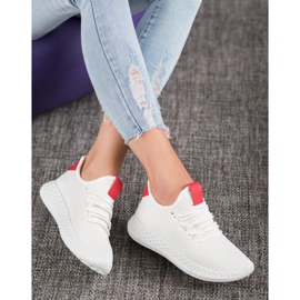 SHELOVET Comfortable Openwork Shoes white red 1