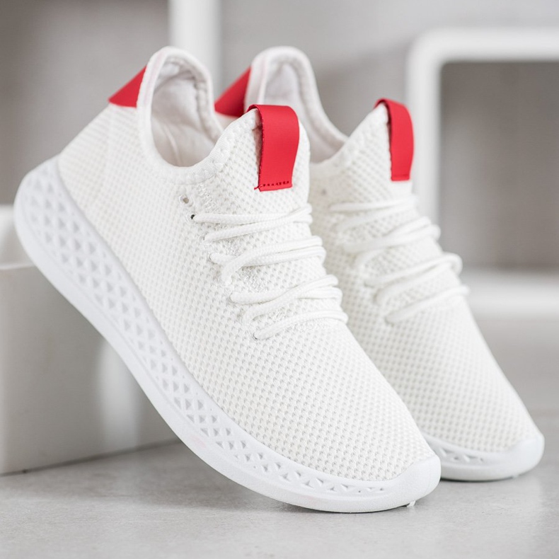 SHELOVET Comfortable Openwork Shoes white red 2