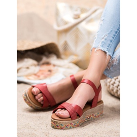 Small Swan Fashionable Sandals With Eco Leather red 1 Small Swan Fashionable Sandals With Eco Leather red 1