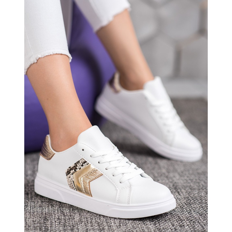 SHELOVET Fashionable Eco Leather Shoes white yellow 2