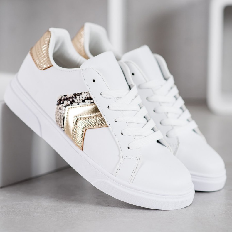 SHELOVET Fashionable Eco Leather Shoes white yellow 1