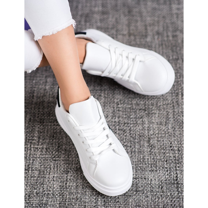 SHELOVET Fashionable Eco Leather Shoes white black grey 1