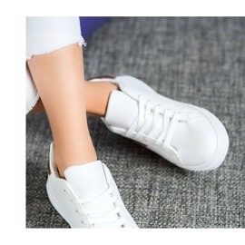 SHELOVET Fashionable Eco Leather Shoes white yellow 1