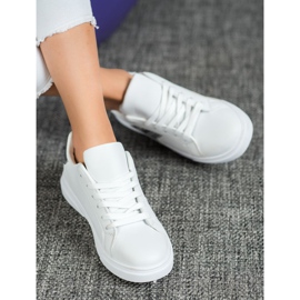 SHELOVET Fashionable Eco Leather Shoes white grey 1