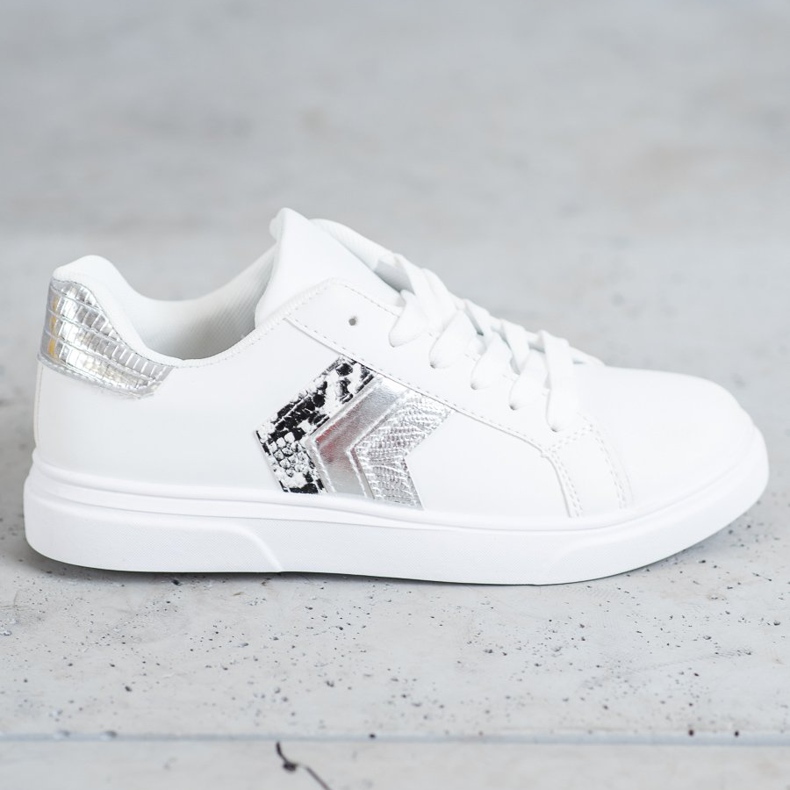 SHELOVET Fashionable Eco Leather Shoes white grey 2 SHELOVET Fashionable Eco Leather Shoes white grey 2