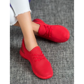 SHELOVET Tied openwork sneakers red 1