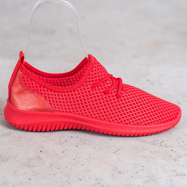 SHELOVET Tied openwork sneakers red 2