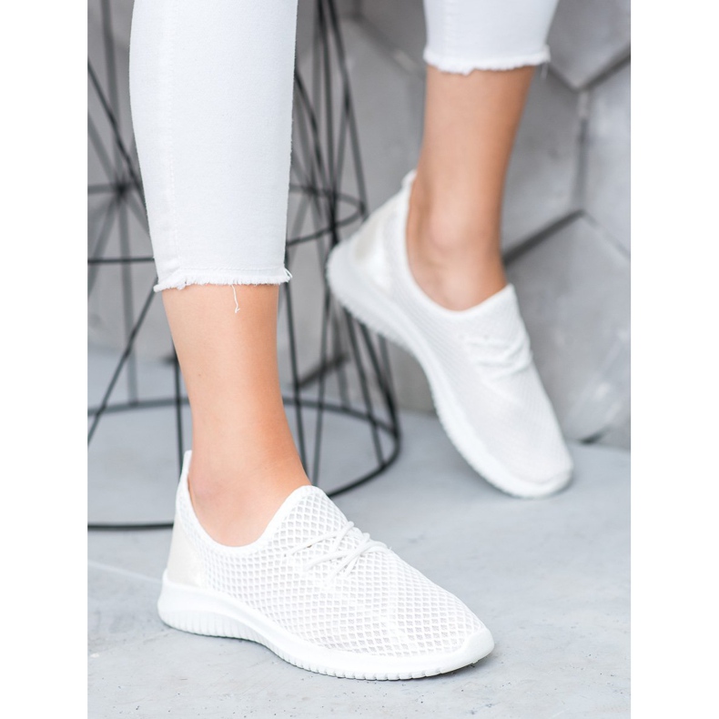 SHELOVET Tied openwork sneakers white 2