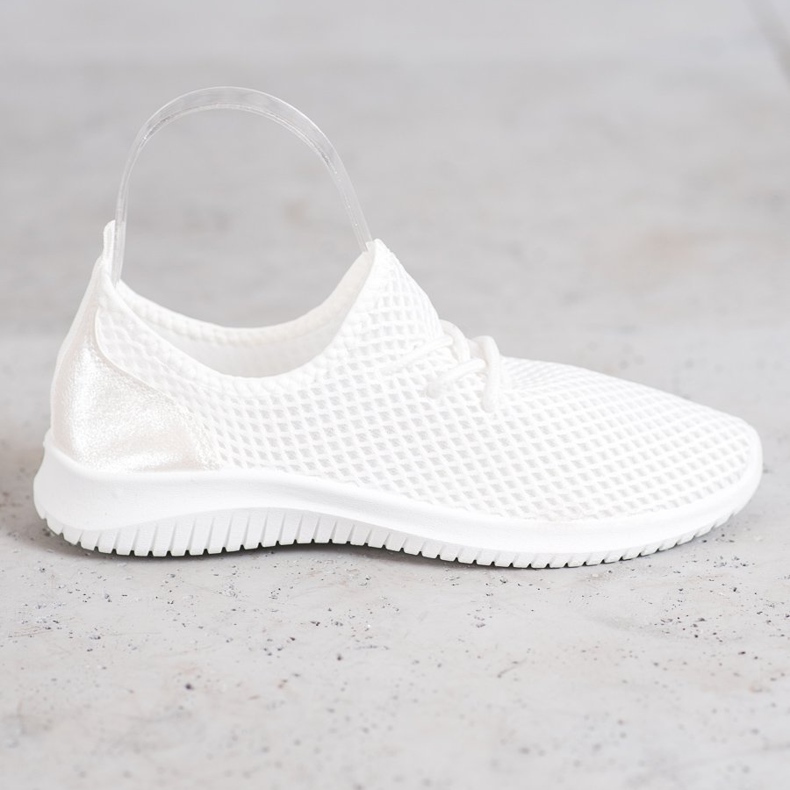 SHELOVET Tied openwork sneakers white 1