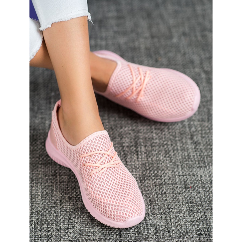 SHELOVET Tied openwork sneakers pink 2