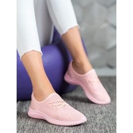 SHELOVET Tied openwork sneakers pink 1