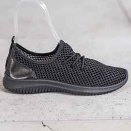 SHELOVET Tied openwork sneakers black 2