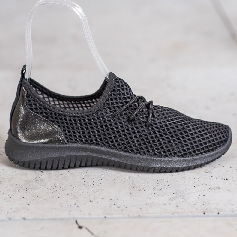 SHELOVET Tied openwork sneakers black 2