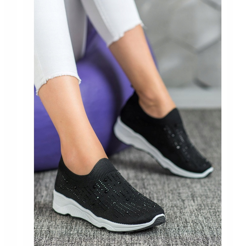 SUPER COOL Slip-on Shoes With Crystals black 1