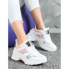 SHELOVET Stylish Sneakers white pink grey 1