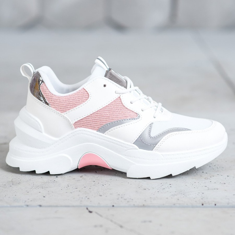 SHELOVET Stylish Sneakers white pink grey 2
