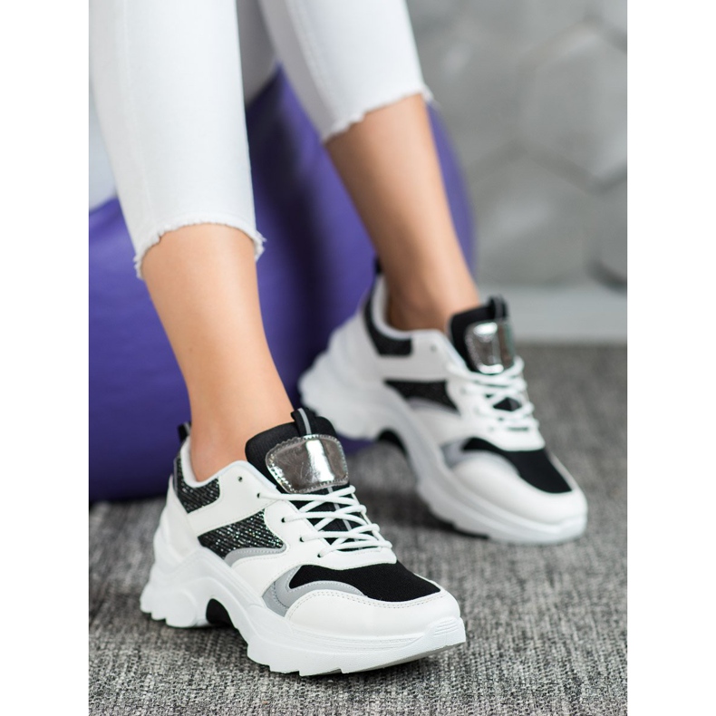 SHELOVET Stylish Sneakers white black 2