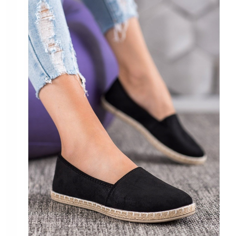 SHELOVET Black Espadrilles With Glitter 1 SHELOVET Black Espadrilles With Glitter 1