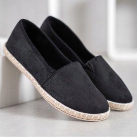 SHELOVET Black Espadrilles With Glitter 2