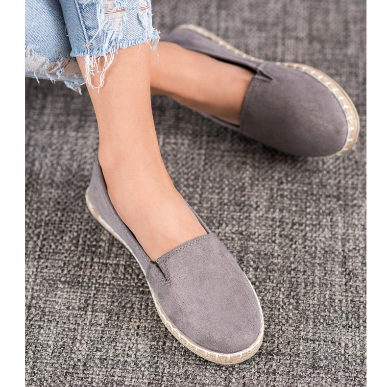 SHELOVET Gray Espadrilles With Glitter grey 2