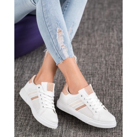 SHELOVET Openwork White Sneakers yellow 1 SHELOVET Openwork White Sneakers yellow 1