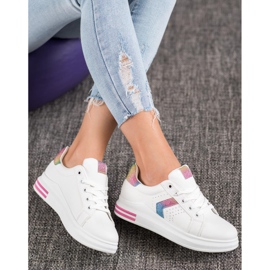 SHELOVET Sneakers With Glitter Inserts white multicolored 1
