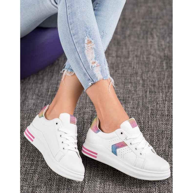 SHELOVET Sneakers With Glitter Inserts white multicolored 1