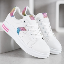 SHELOVET Sneakers With Glitter Inserts white multicolored 2