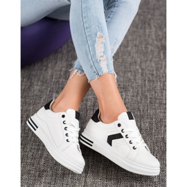 SHELOVET Sneakers With Glitter Inserts white black 1
