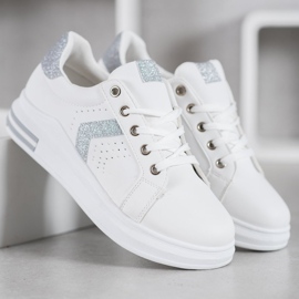 SHELOVET Sneakers With Glitter Inserts white grey 2