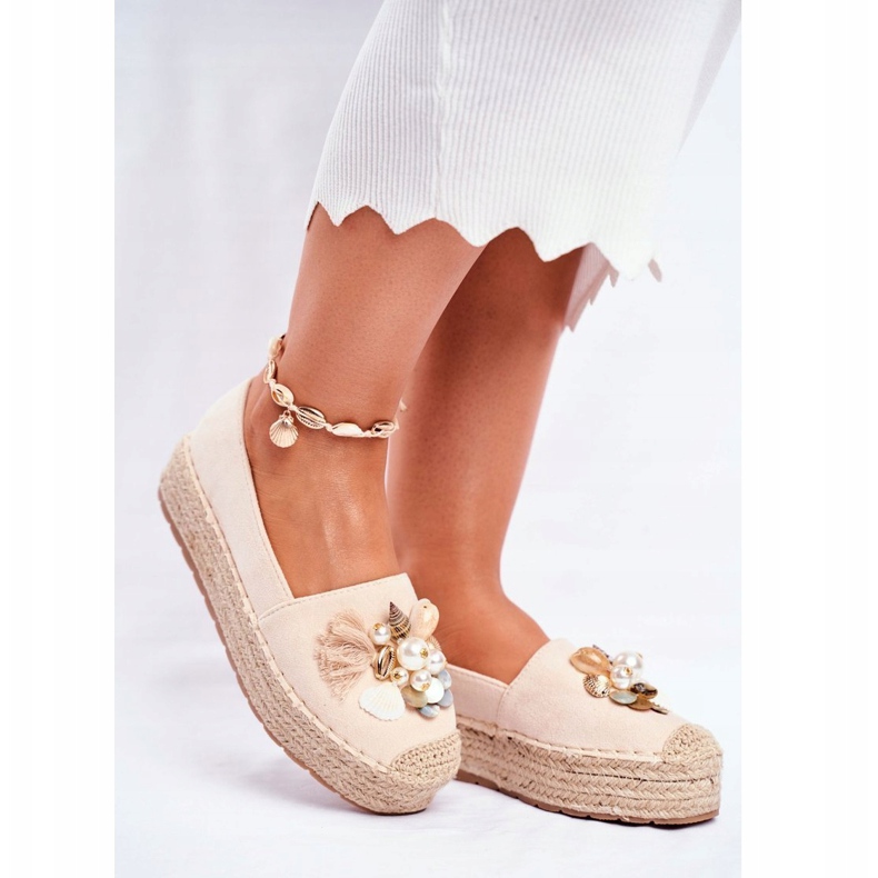 PS1 Women's Espadrilles On Beige Denver Linen Platform 1