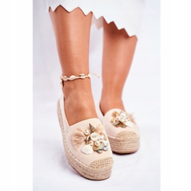 PS1 Women's Espadrilles On Beige Denver Linen Platform 2