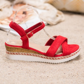 Small Swan Wedge Sandals With Glitter red 1