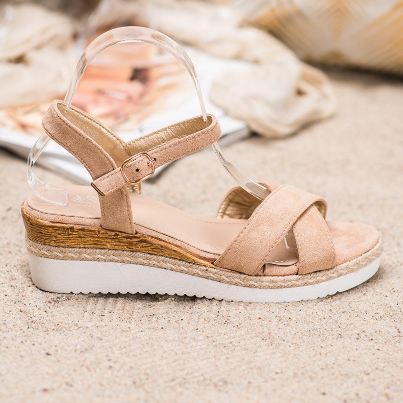 Small Swan Wedge Sandals With Glitter brown 1