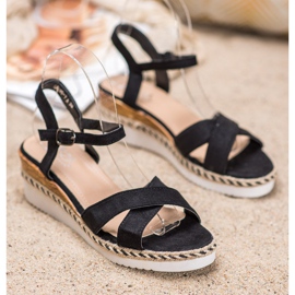 Small Swan Wedge Sandals With Glitter black 1