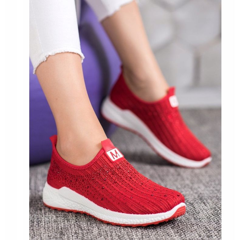 SHELOVET Red Shoes With Crystals 1