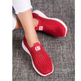 SHELOVET Red Shoes With Crystals 2