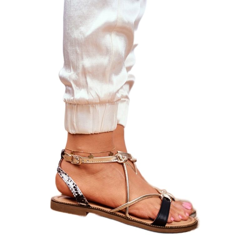 S.Barski Women's Sandals Flat Black and Gold Barski Samim yellow 2 S.Barski Women's Sandals Flat Black and Gold Barski Samim yellow 2