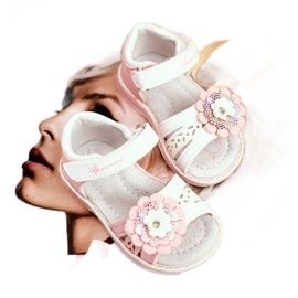 Apawwa Children's sandals with Velcro Flower Pink Mino white 1