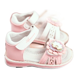 Apawwa Children's sandals with Velcro Flower Pink Mino white 4