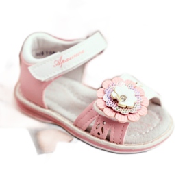 Apawwa Children's sandals with Velcro Flower Pink Mino white 2