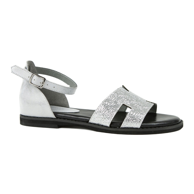 M.Daszyński Silver Sandals with a heel Daszyński MR1848-17 black grey 5