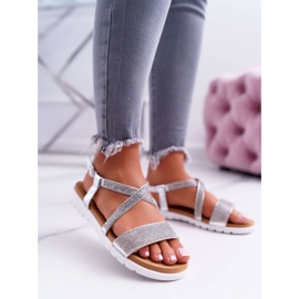 Women's Sandals Lu Boo With Cubic Zirconia 406-5 Silver Stella grey 1