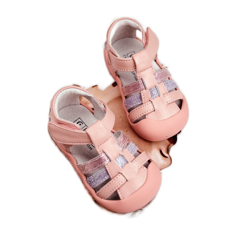 Apawwa Children's Sandals with Velcro Glitter Pink Ontario grey 2