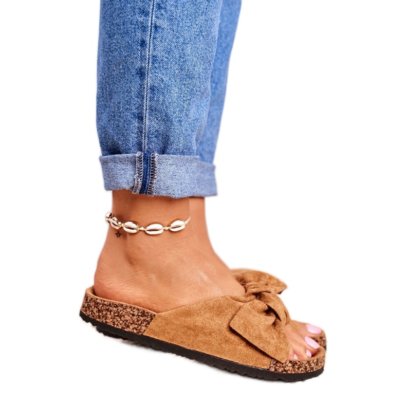 NFR Women's Brown Slippers With A Bow Wendy Cork 2