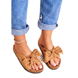 NFR Women's Brown Slippers With A Bow Wendy Cork 3